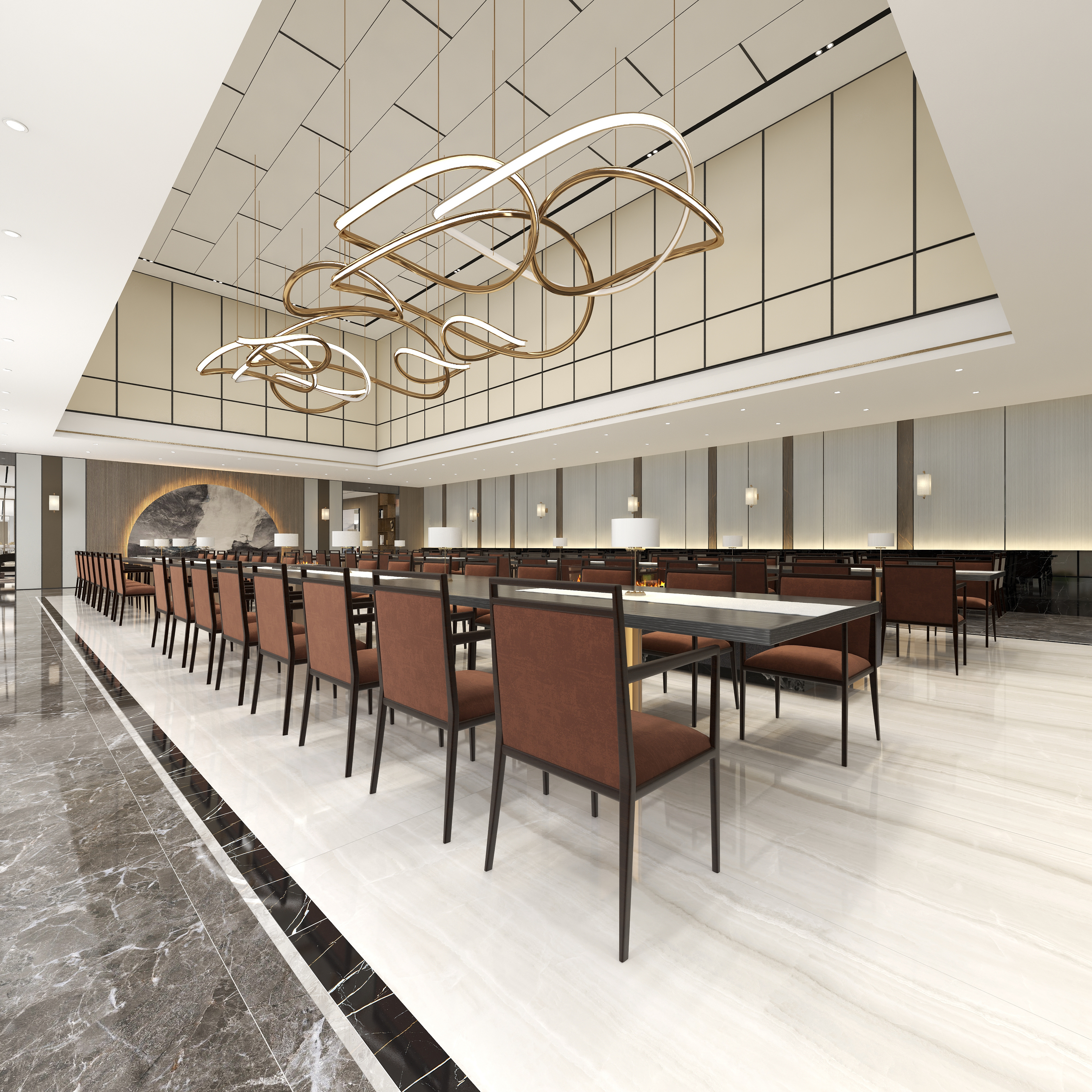 杨超全案-凤起潮鸣-SPA HOTLE一层夜宴装修效果图第4张