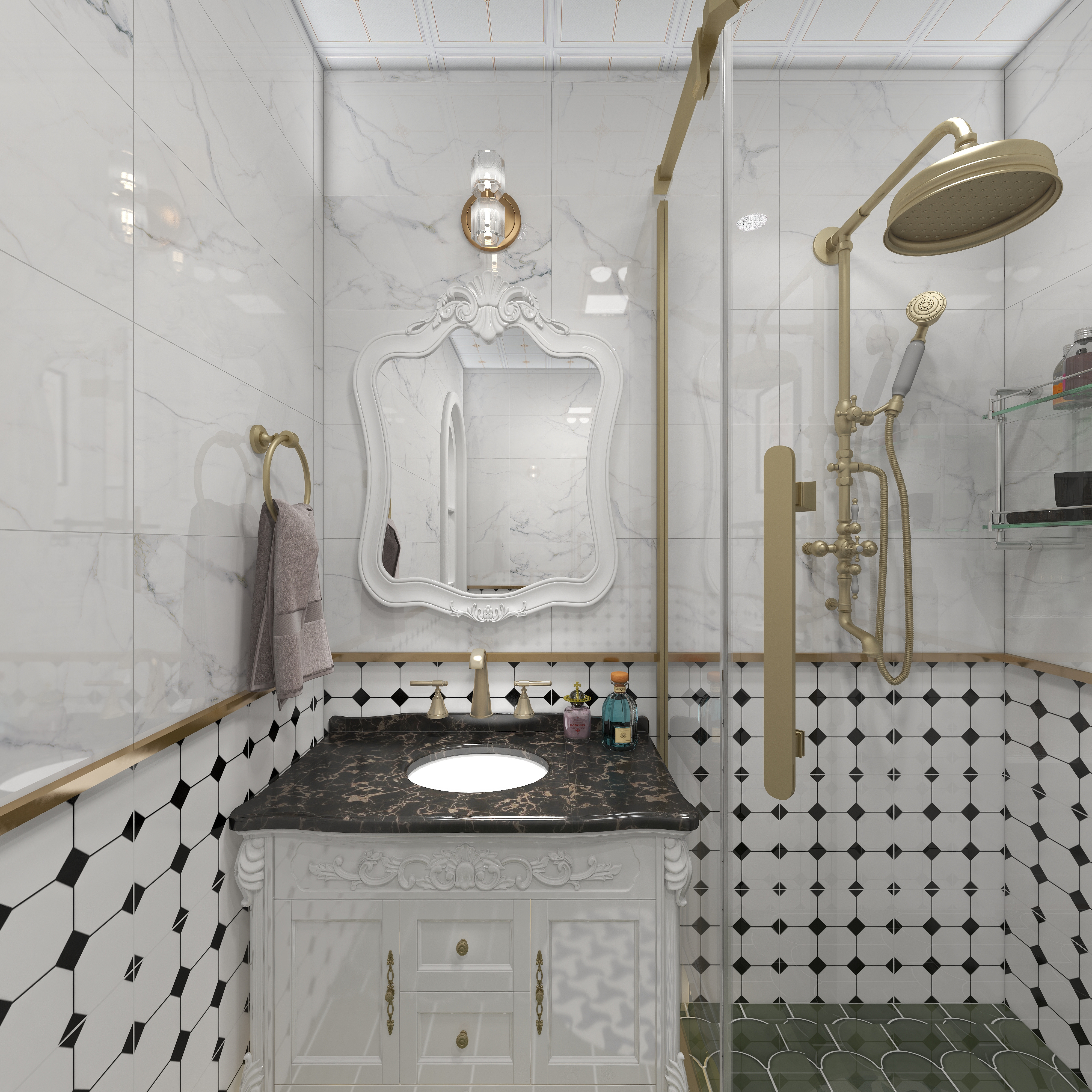 王思力-142平三居北京东方夏威夷--田园美式风一层主卫装修效果图第3张