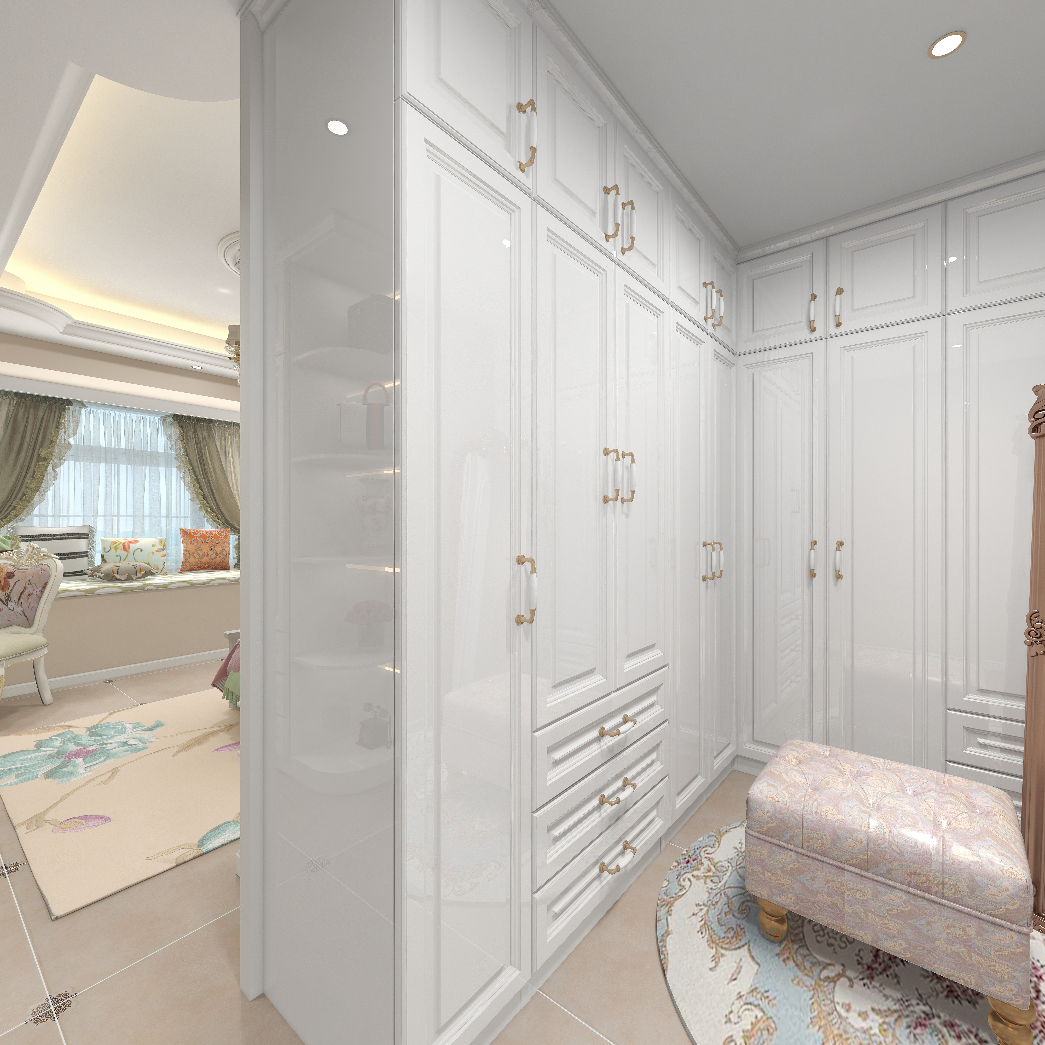 王思力-142平三居北京东方夏威夷--田园美式风一层主卧装修效果图第4张