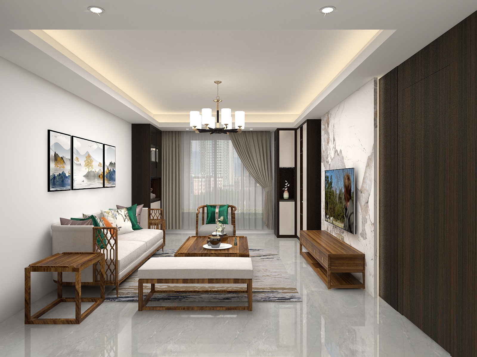 道东之隅Pan-【140方新中式混搭】烟熏尤加利【客厅】-装修设计方案