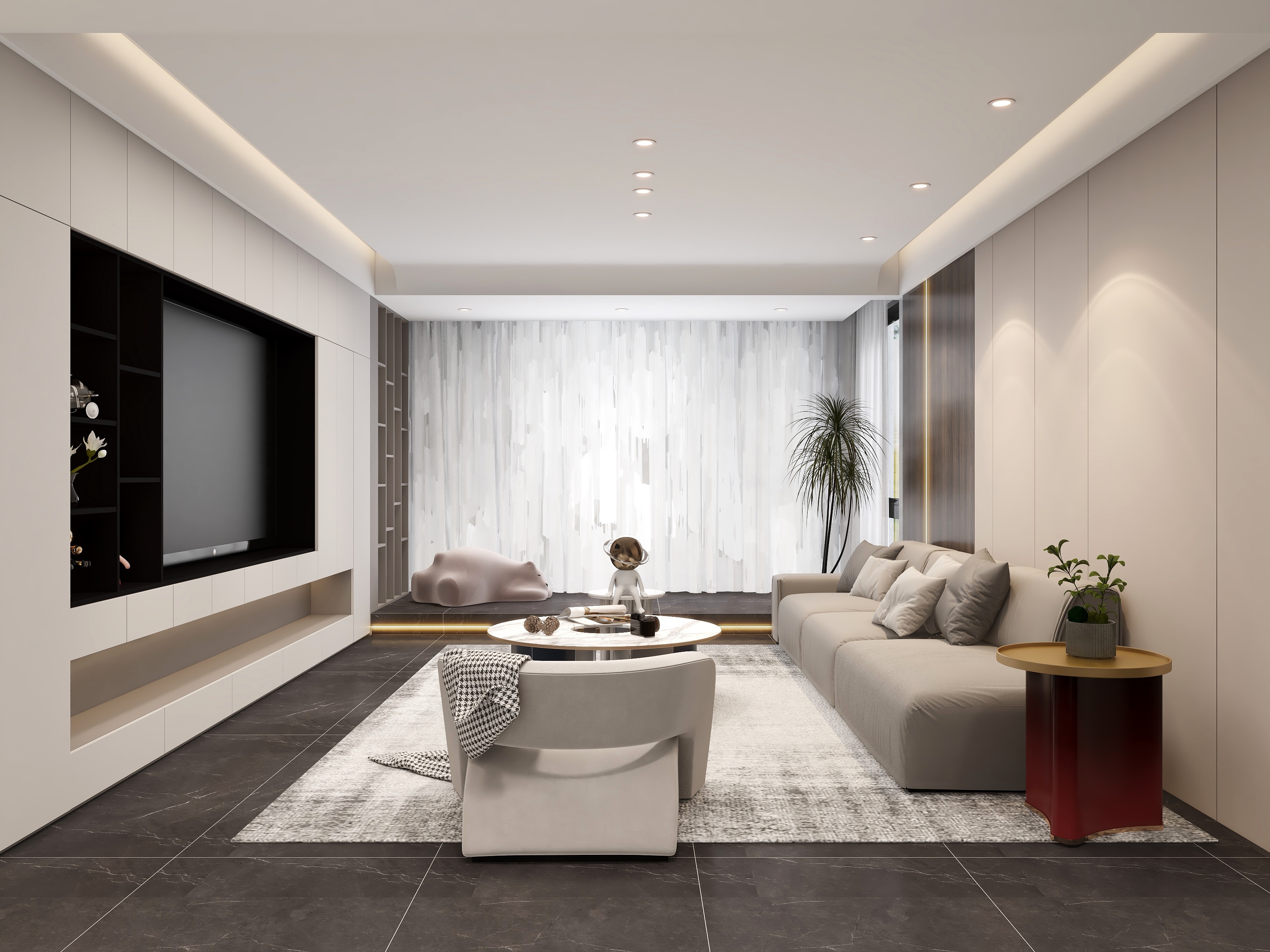 张炬-现代简约客餐厅-装修设计方案