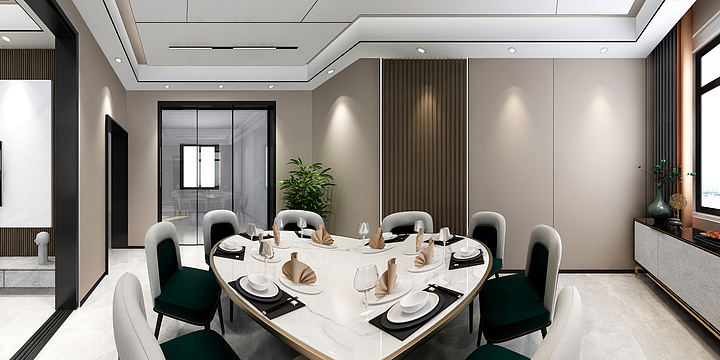 A王斌装饰A-木饰面客餐厅-装修设计方案