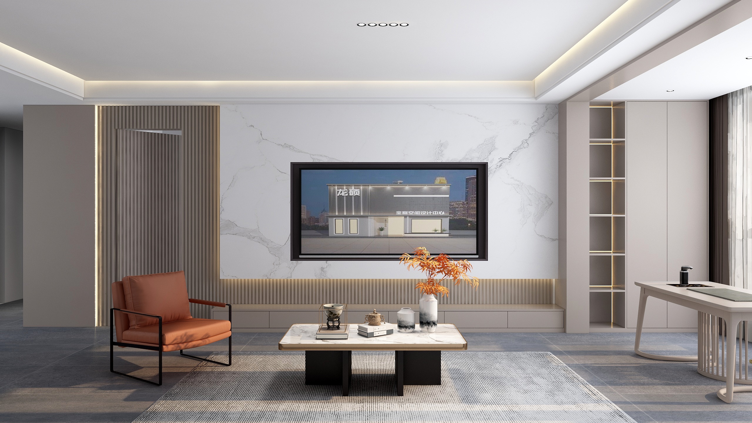 高佳申-格栅隐形门背景墙-装修设计方案