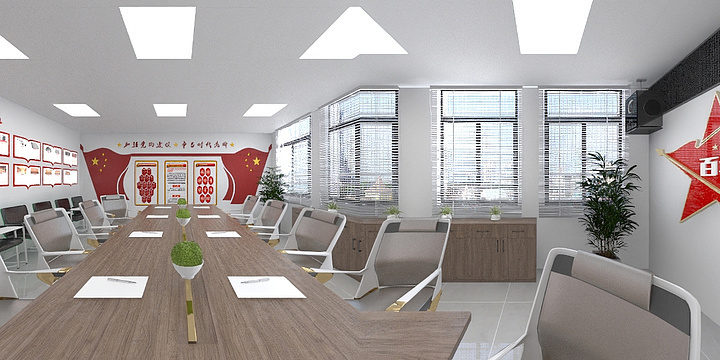 严小岱-党建室-方案1装修效果图