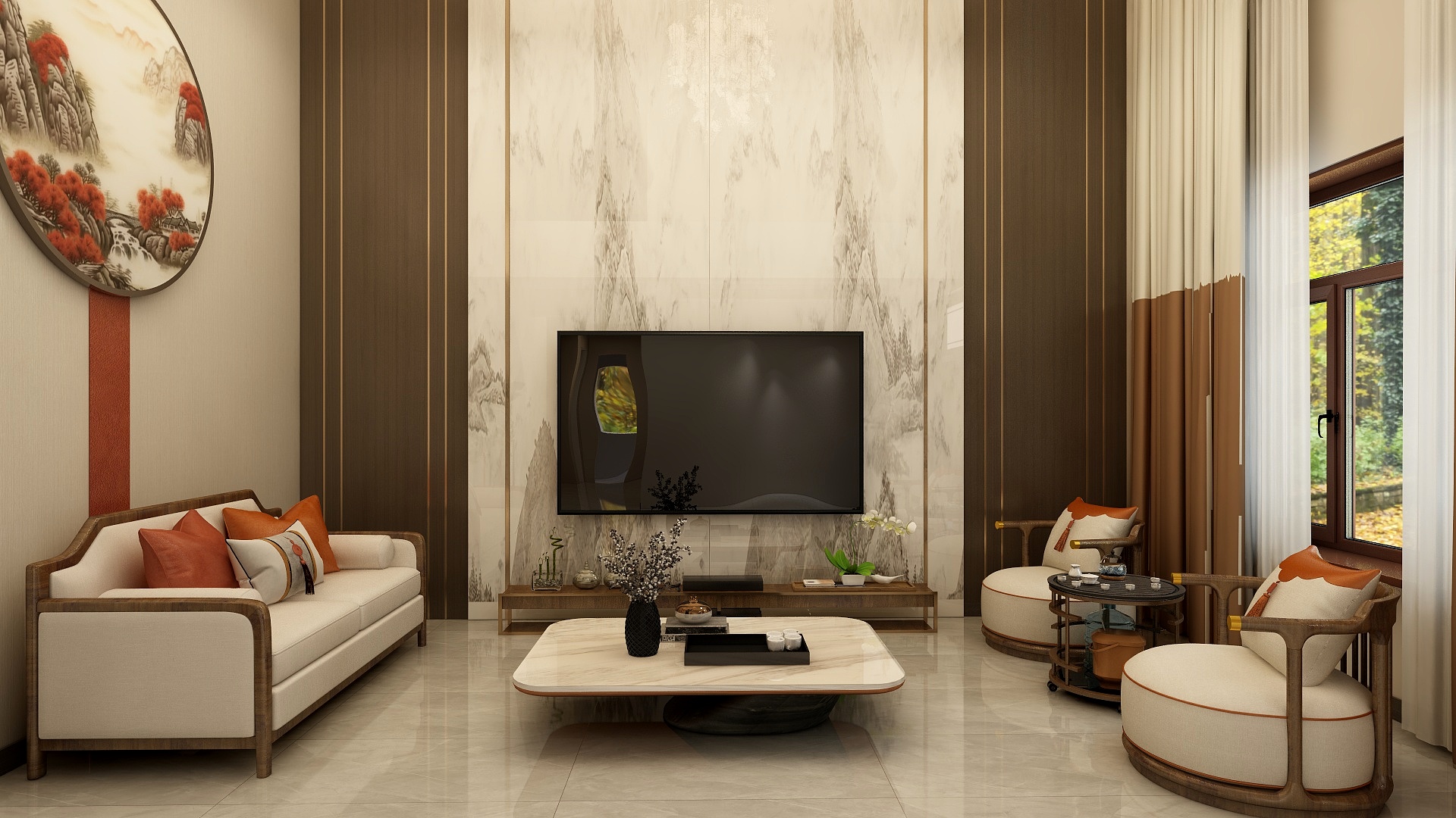 己任室内设计工作室-华夏国风-朱红一抹-装修设计方案