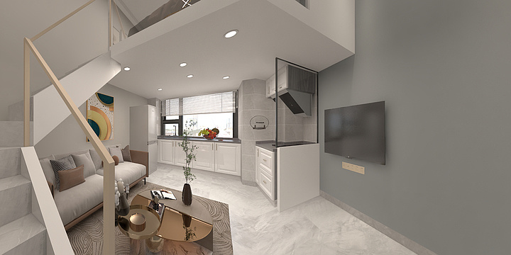 余工空间设计-东汇后海丨B户型Y型挑空两房-装修设计方案