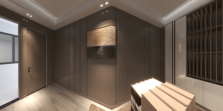 福人Smita-亿峰装饰木饰面展示区-装修设计方案