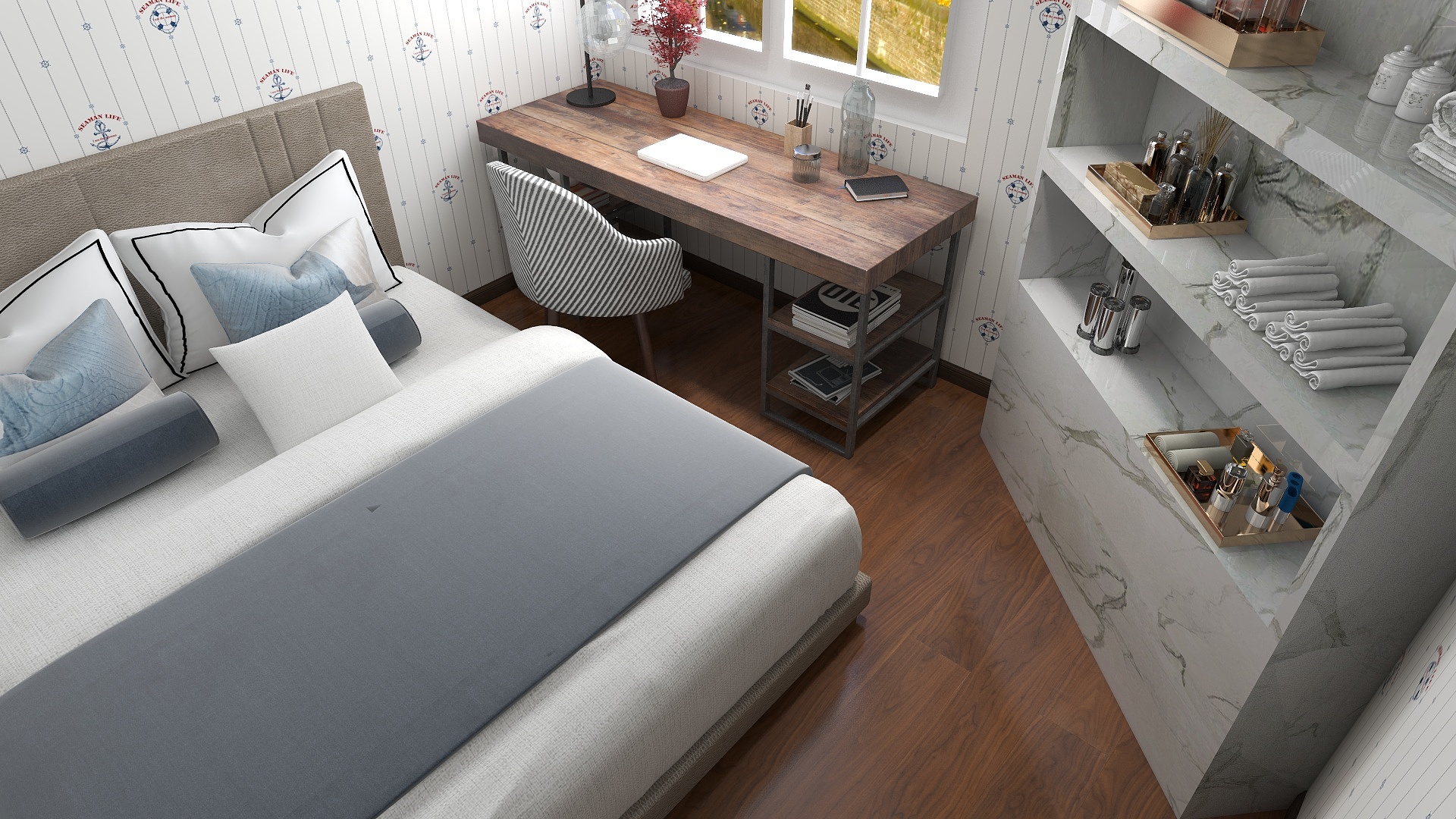 志鹏1005-三居室极简户型装修效果图