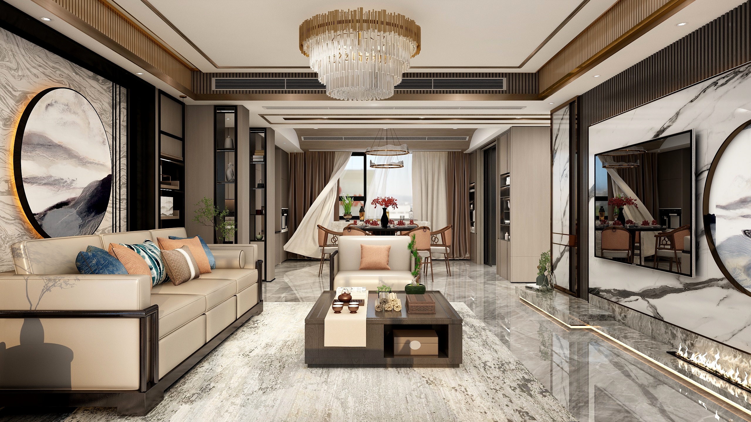 张煜强煜境设计-《突破新中》一208平米现代新中式四房装修效果图