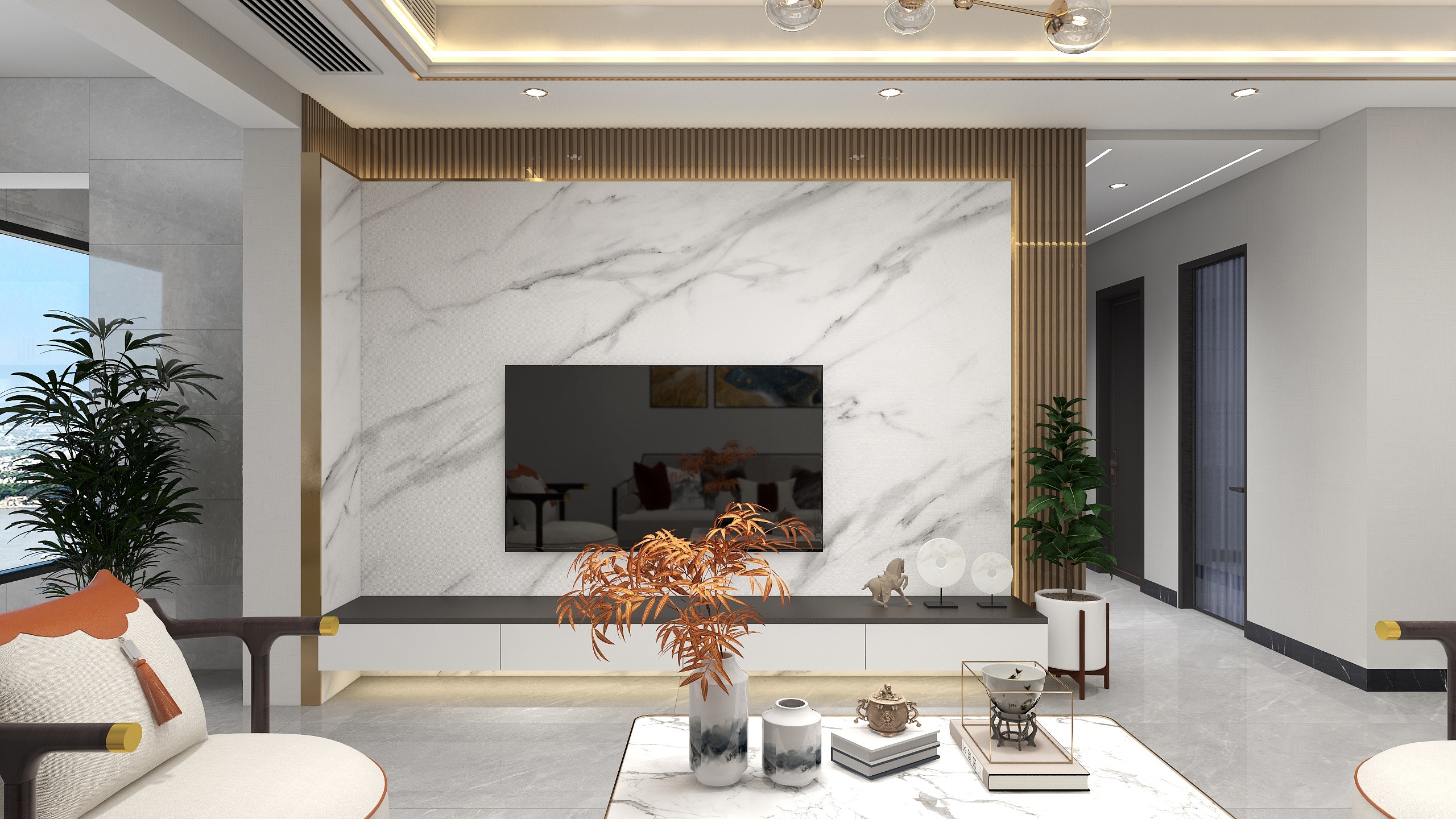 韦永光-128平新中式三居装修效果图