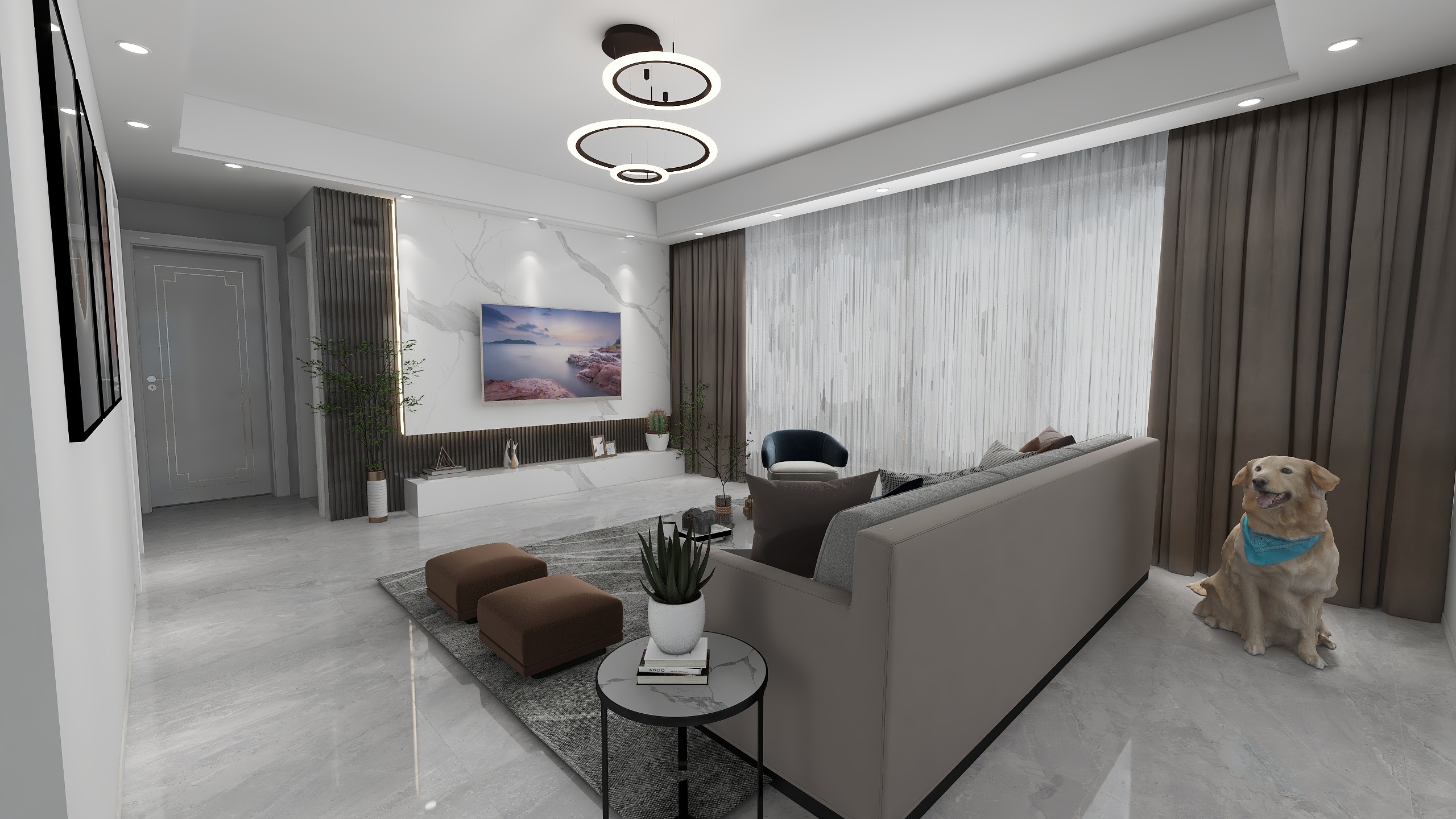 楠风空间设计师-秦涛-瑞和园89.50㎡B户型3室2厅1卫装修效果图