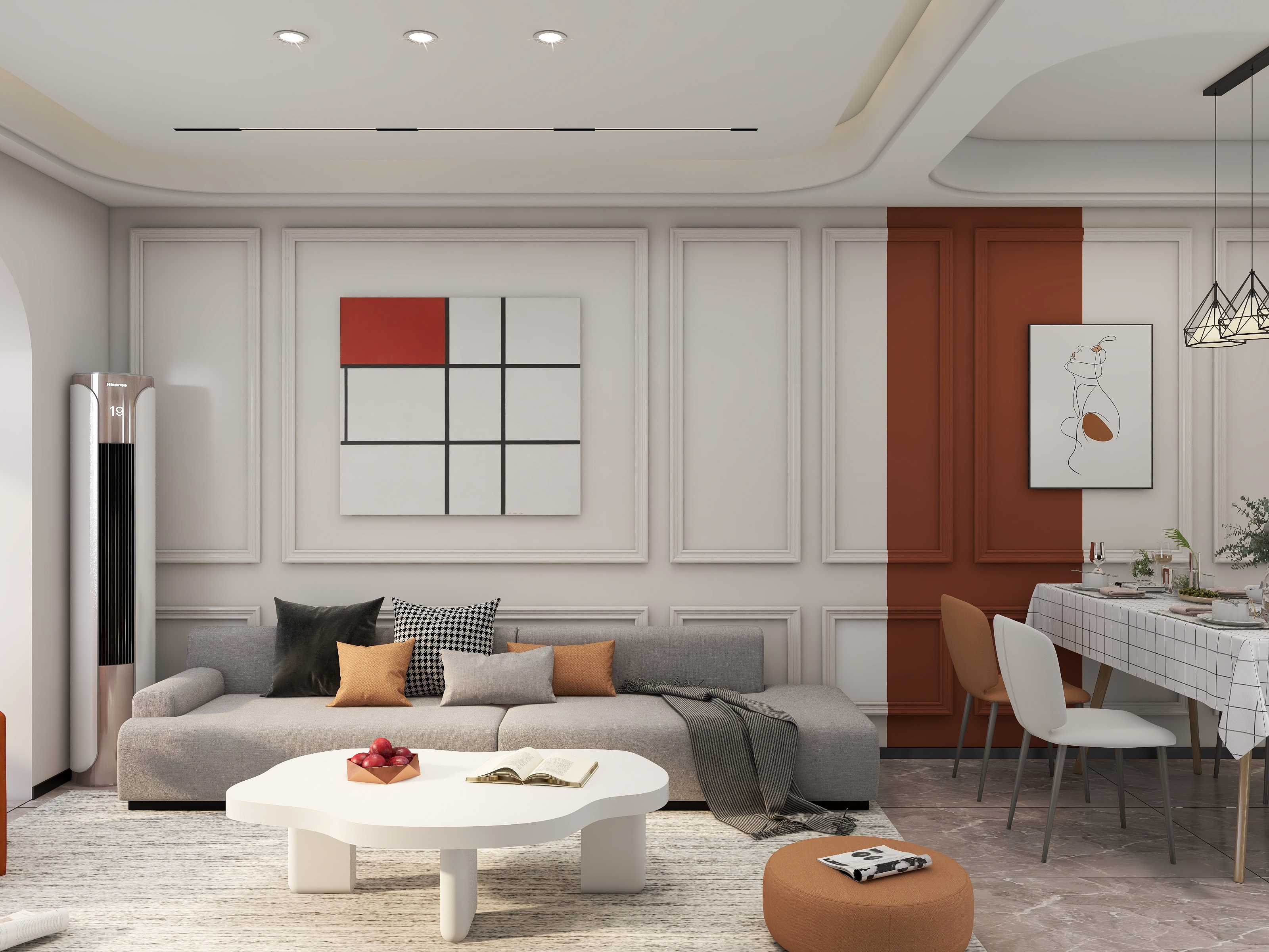 当繁星取代落日-德信海德公园83.00㎡A2’3室2厅1卫1厨装修效果图