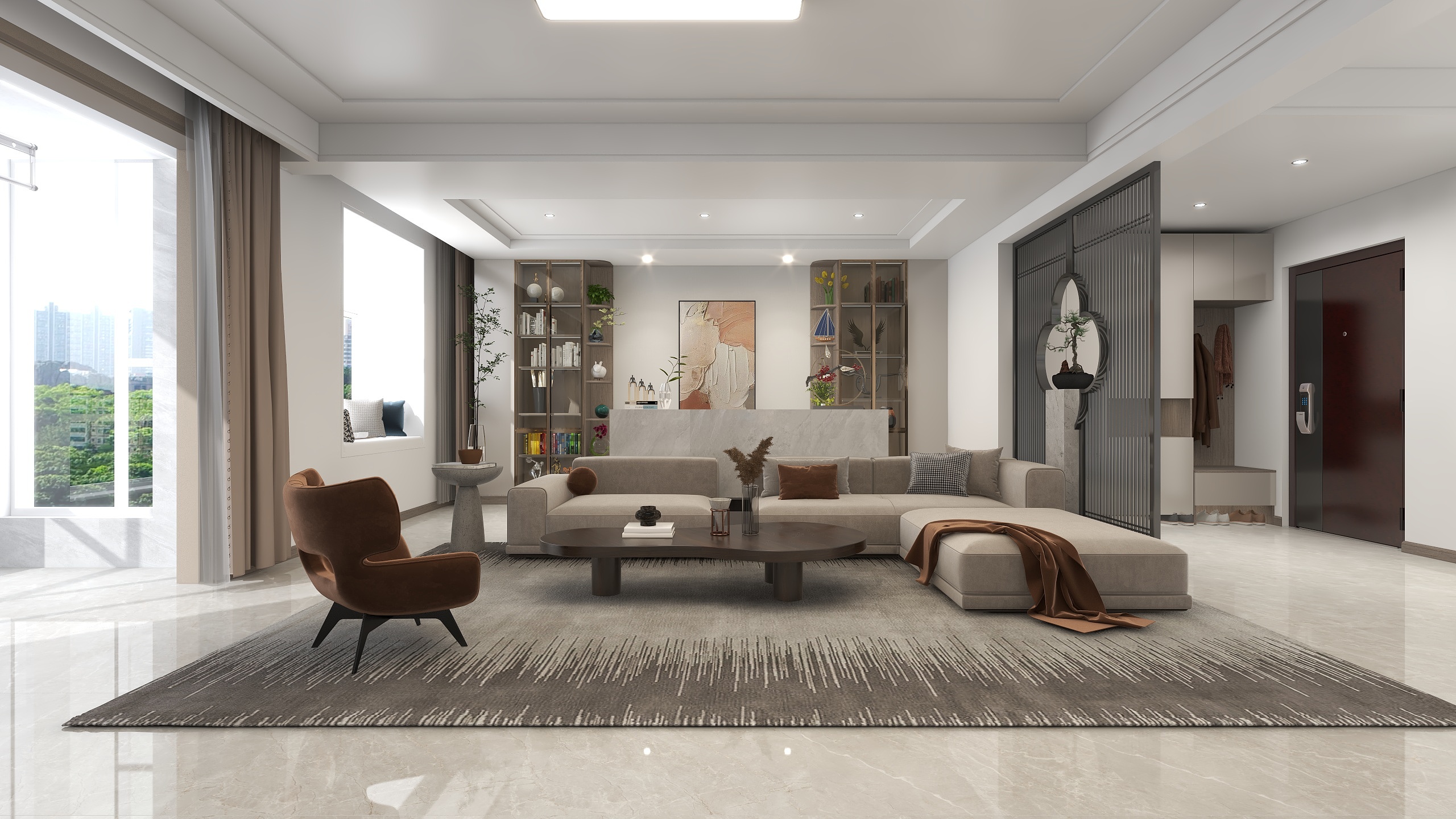 冠堂装饰顾轲设计-理工168平现代暖系-装修设计方案