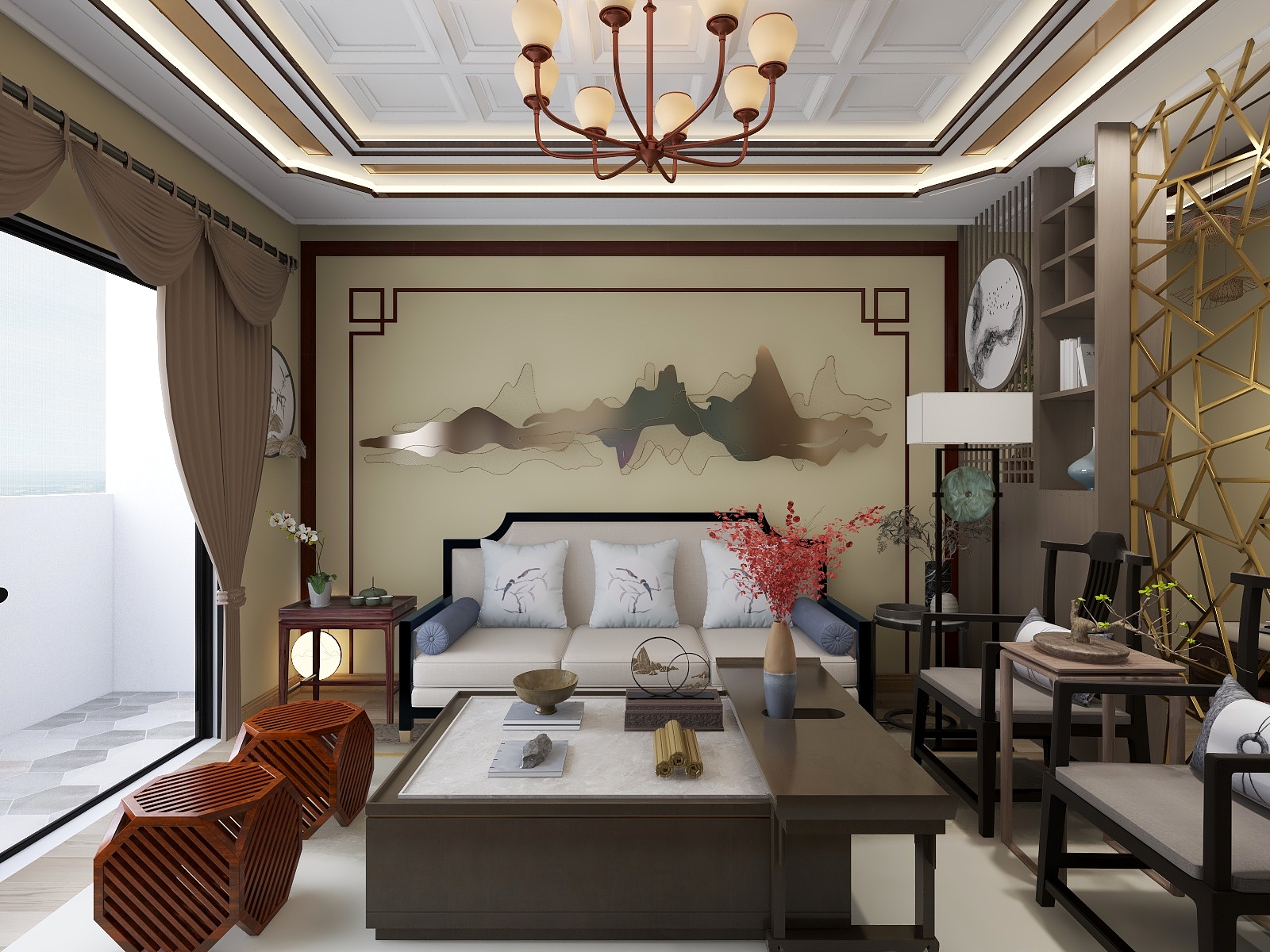 室内设计_晓晓-客厅-中式风格-装修设计方案