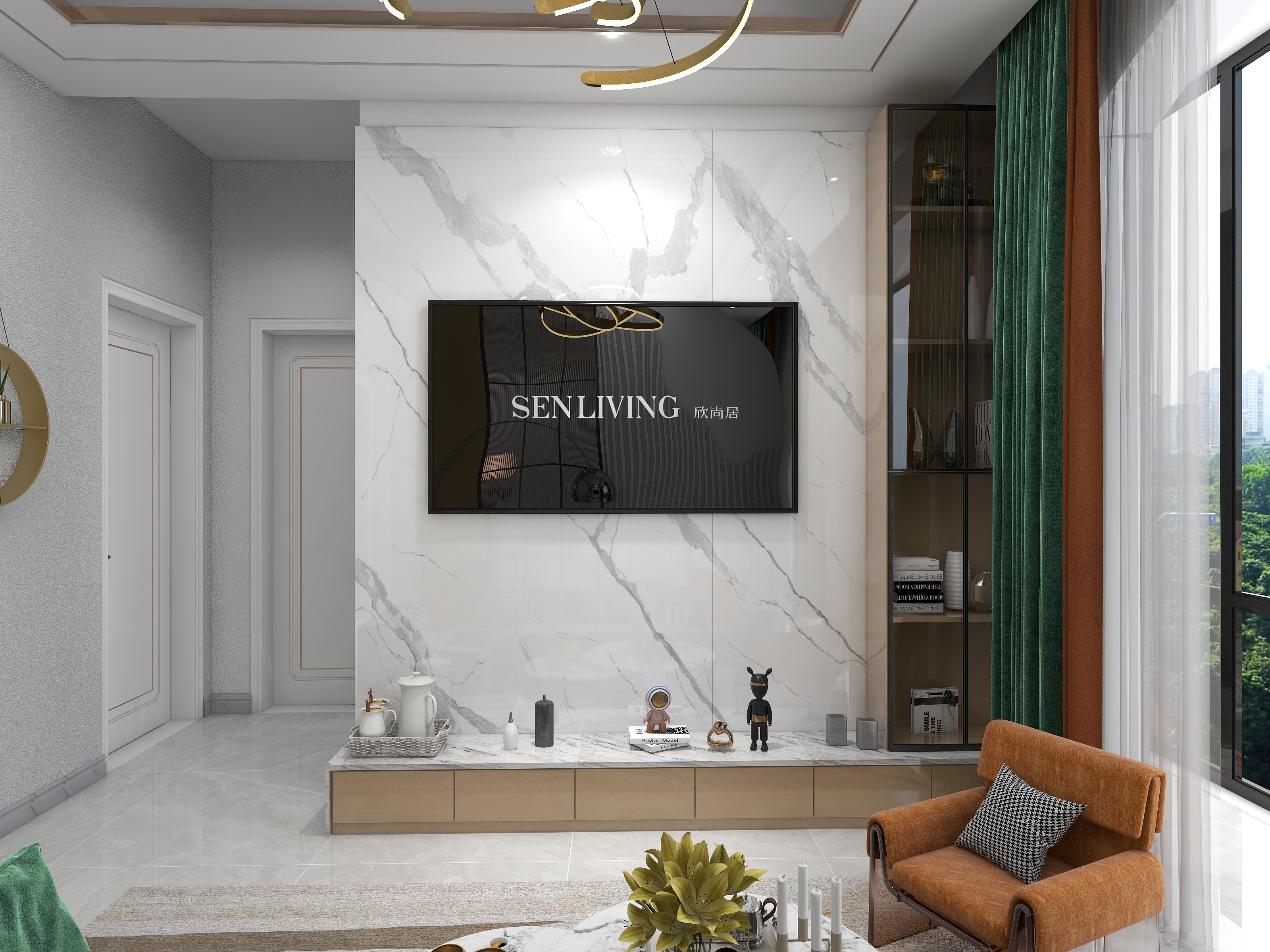 芳舫-瑞和园89.50㎡B户型3室2厅1卫装修效果图