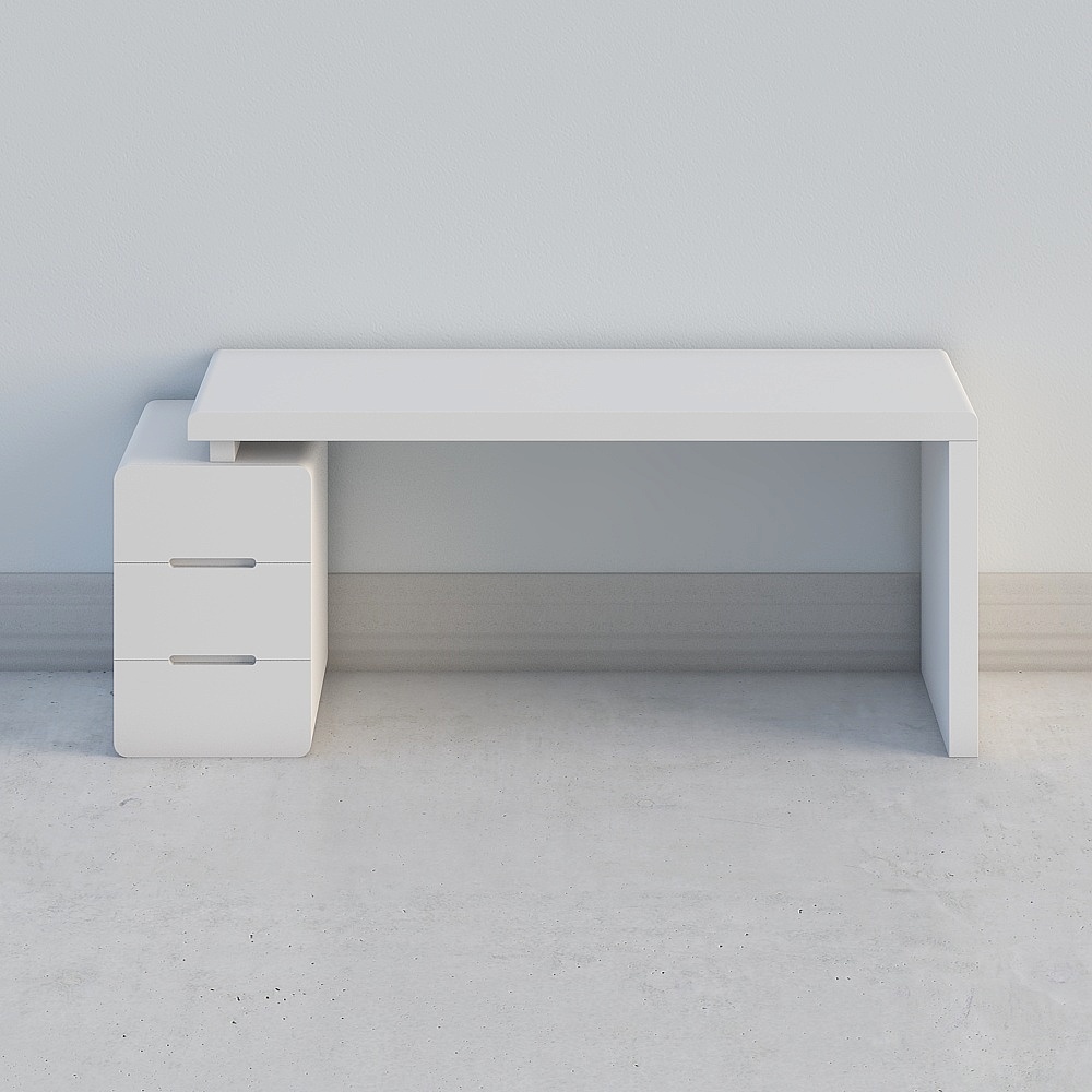 Mular Bureau d'écriture blanc à 3 tiroirs 1600mm avec armoire de rangement pour bureau