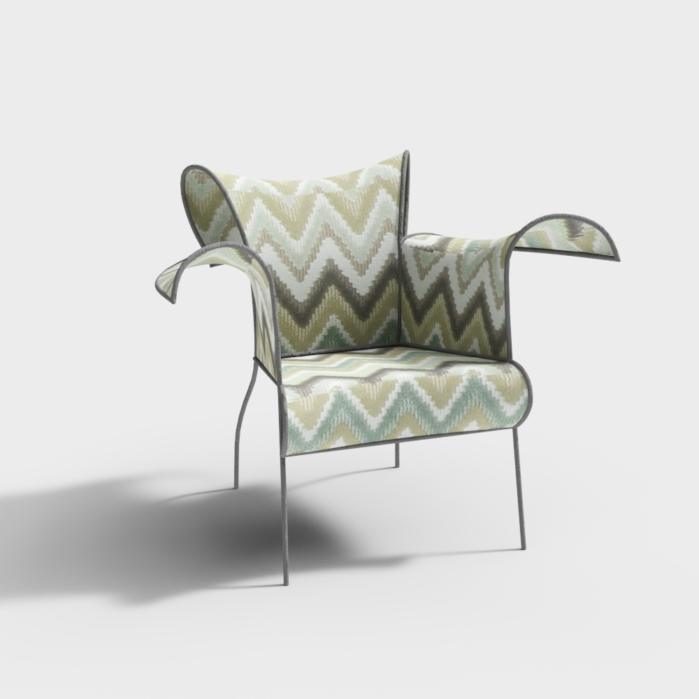 现代花纹休闲椅躺椅-23D模型