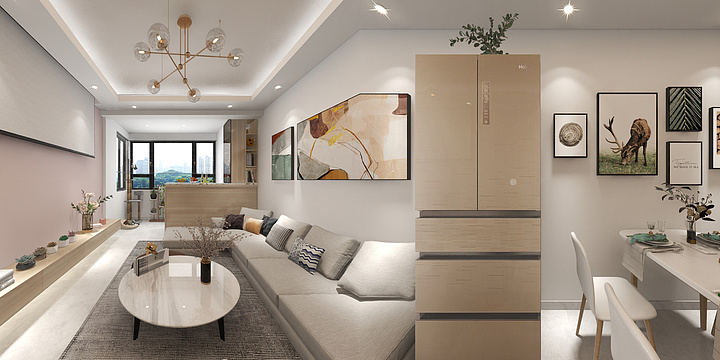 小熊可可-德信海德公园83.00㎡A2’3室2厅1卫1厨-装修设计方案