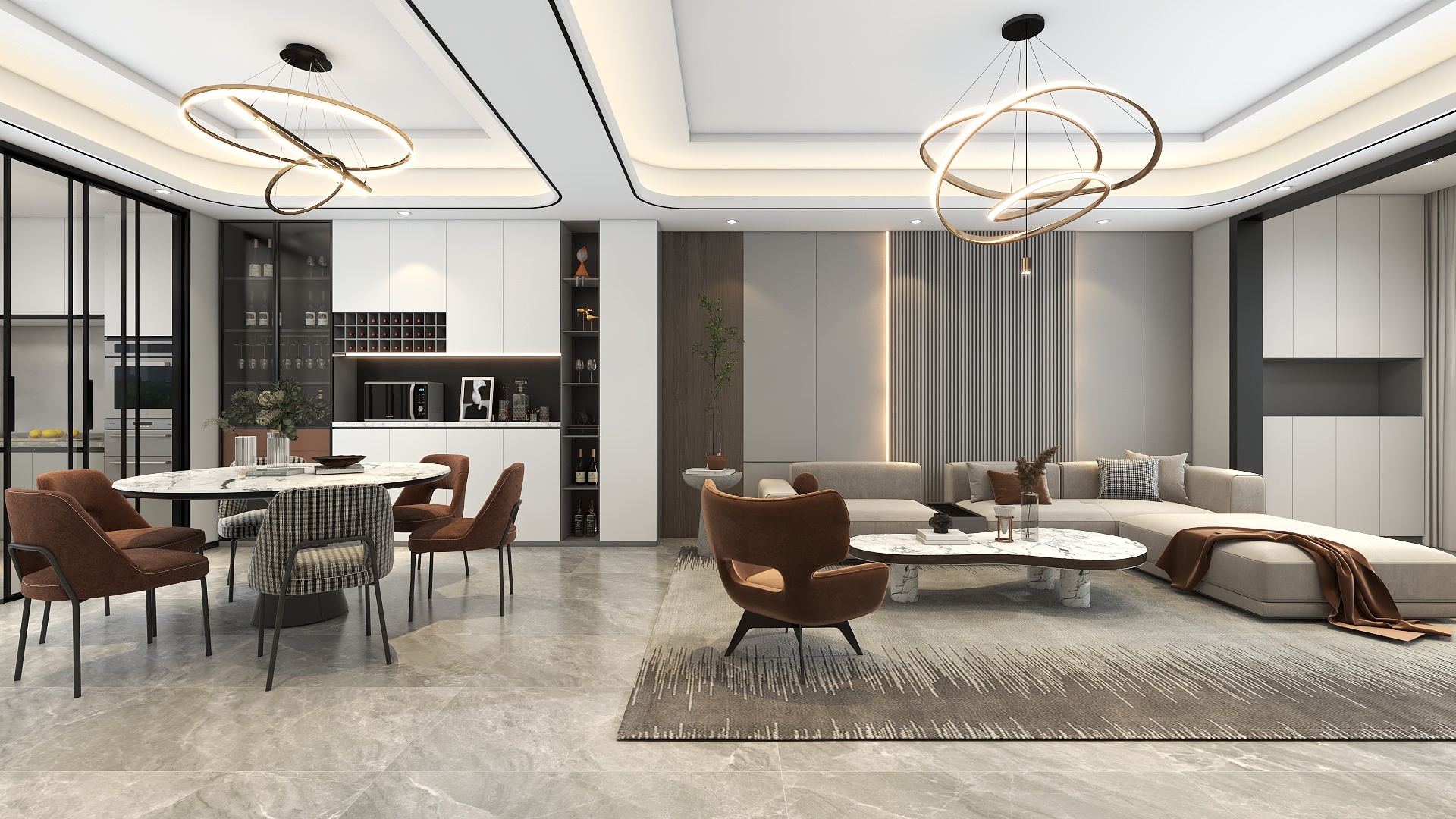 李青越-260方现代简约三层别墅装修效果图