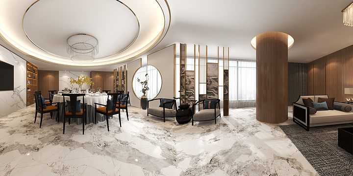 XCSJA-品觉著居丨现代中式餐厅-装修设计方案