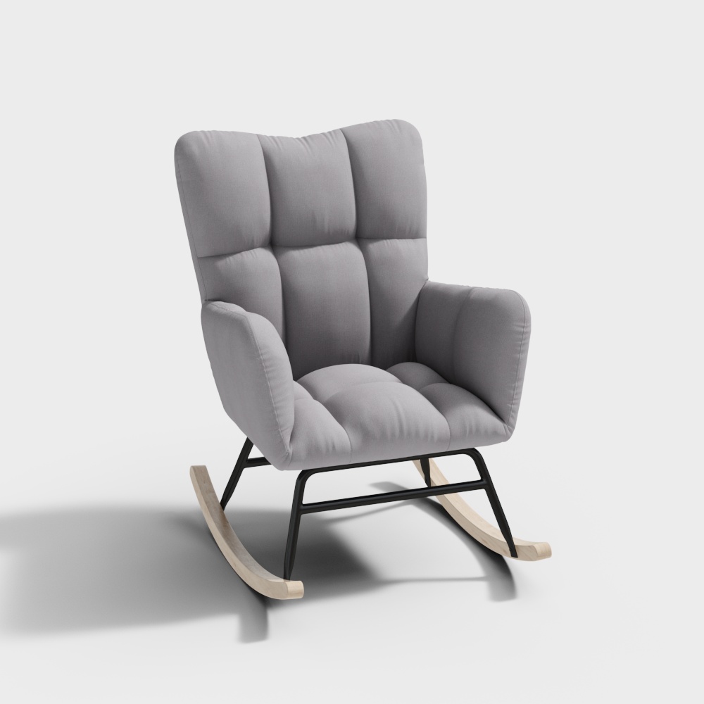 Moderner grauer Akzent-Stuhl mit getufteter gepolsterter Baumwolle und Leinen Schaukelstuhl