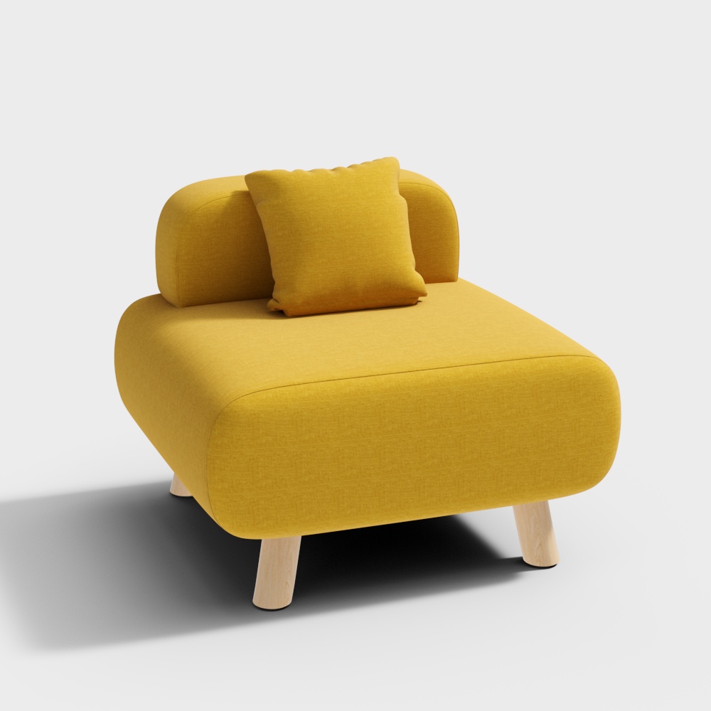 Modern Yellow Accent Chair with Cotton & Linen Upholstered and Pillow Included