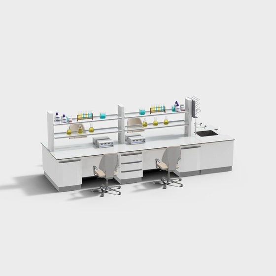Laboratory Workbenches 3D Model for Functional Labs