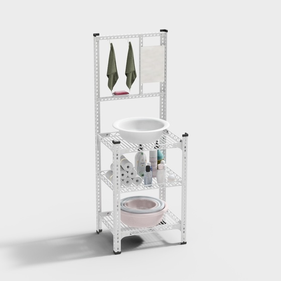 Brown Washbasin Stand 3D Model for Dorm Rooms