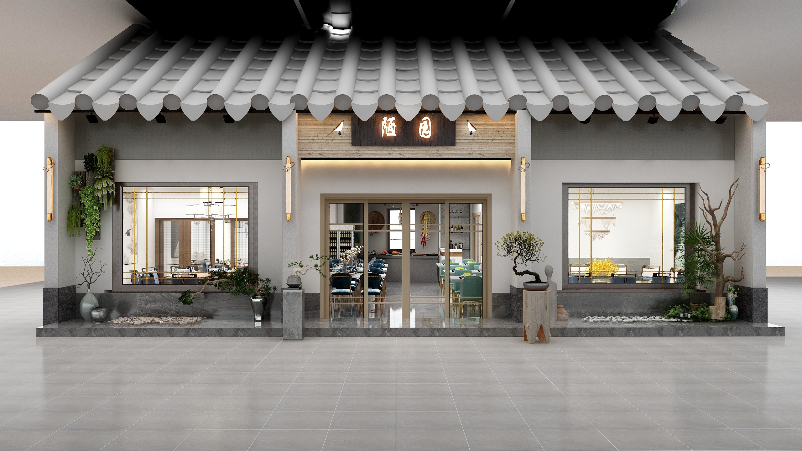 陈玉祥TPgA-130㎡新中式餐厅-装修设计方案