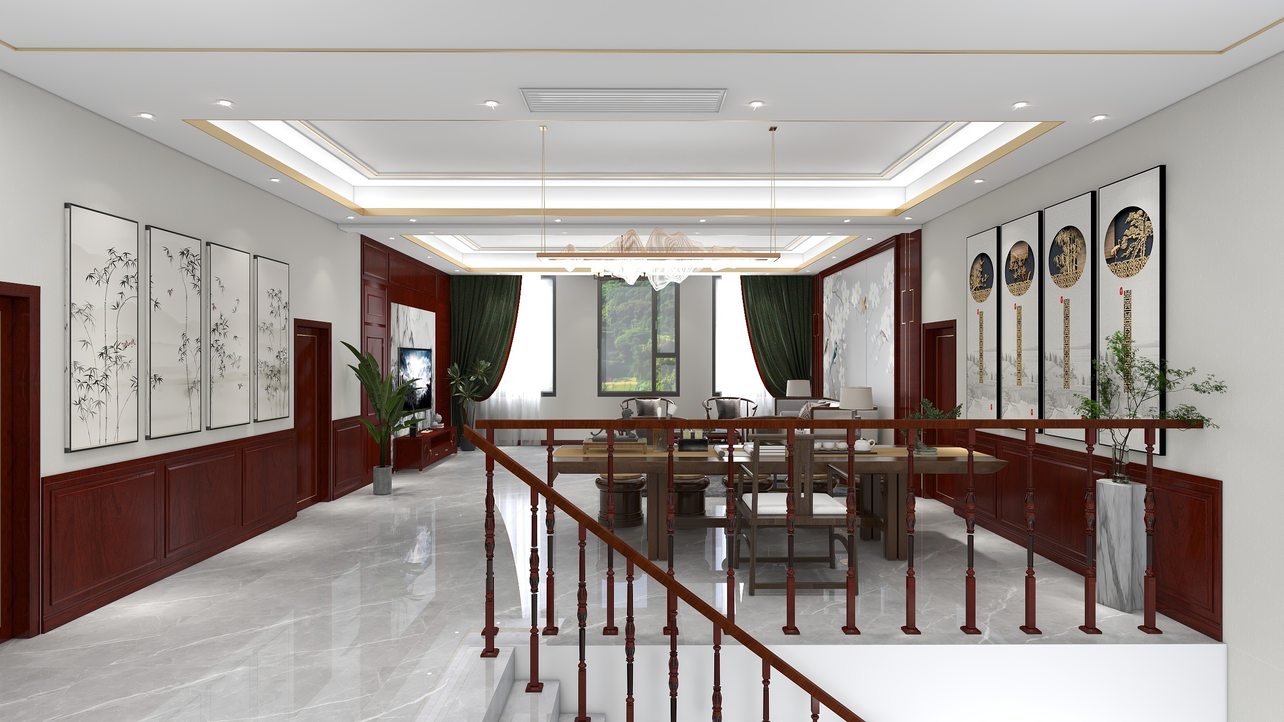 肆壹零-新中式410平方米装修效果图