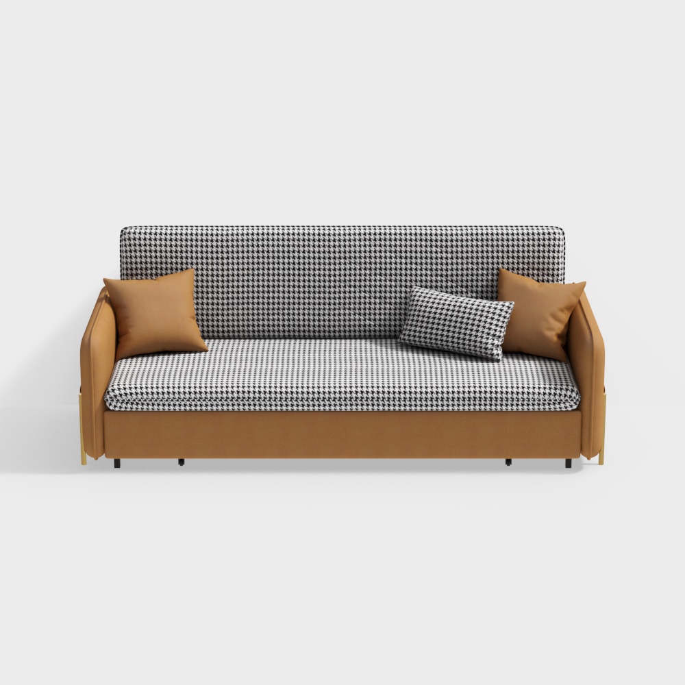 2000mm King Sleeper Sofa Orange Upholstered Convertible Sofa Bed with Storage