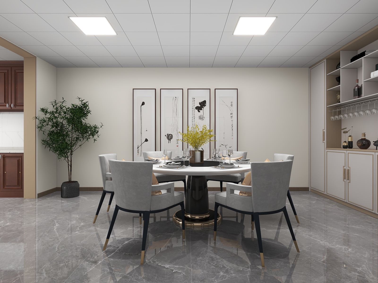 吴爽-新中式会所中式自建房装修效果图