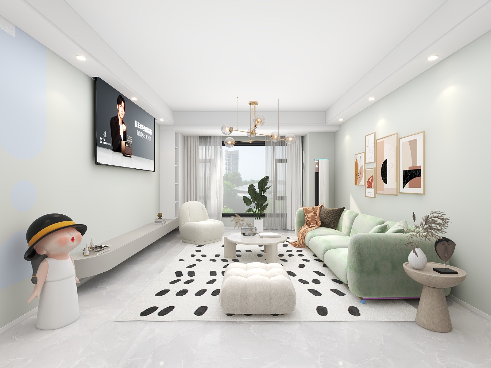 吴爽-现代轻奢风格三室装修效果图