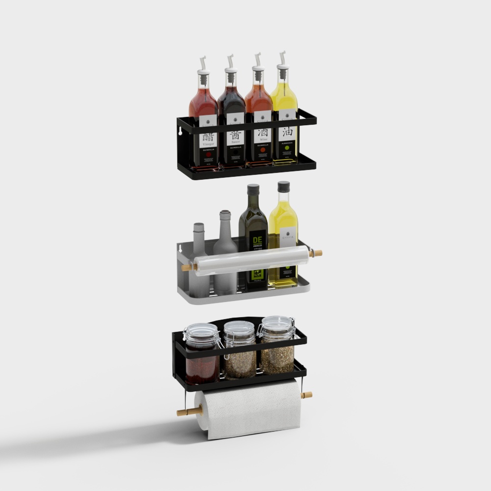 Asian Hang Spice Rack Wall Spice Rack black