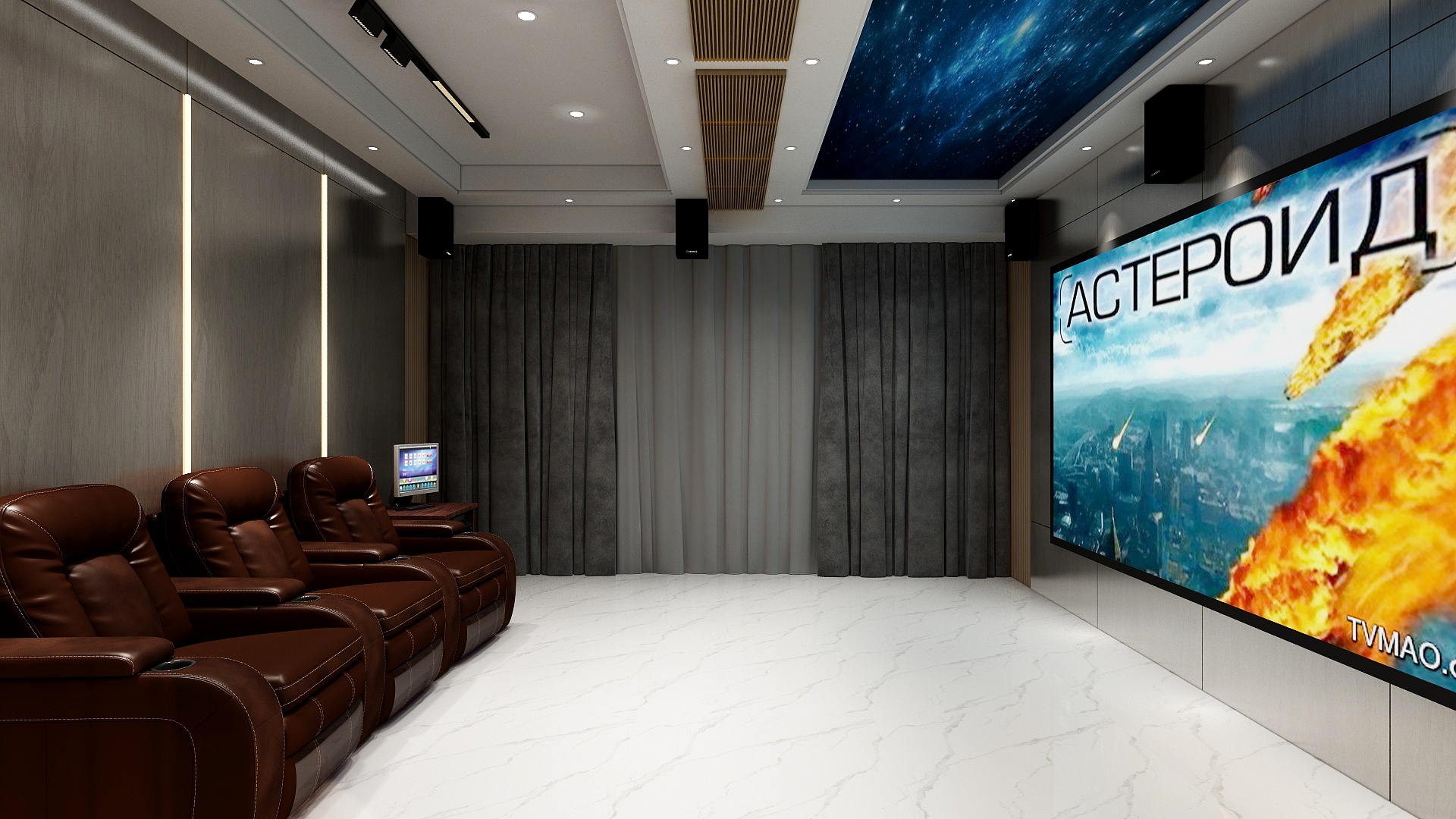 oldangle-龙井白金别墅影院效果图-装修设计方案