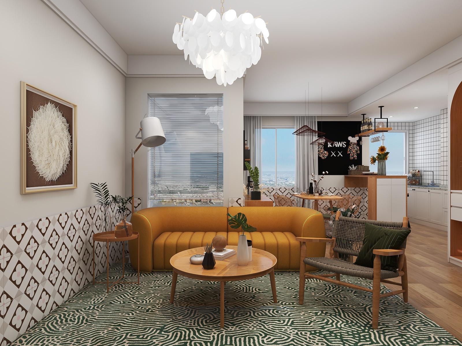 吴爽-北欧简约风格两室设计装修效果图