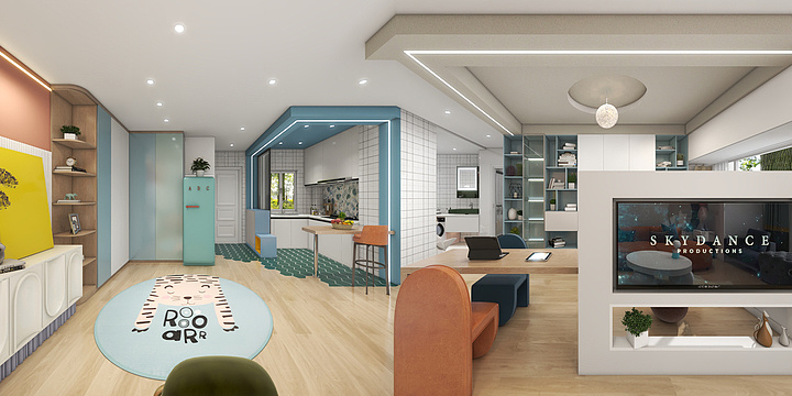 宜筑和装饰-德信海德公园83.00㎡A2’3室2厅1卫1厨-装修设计方案