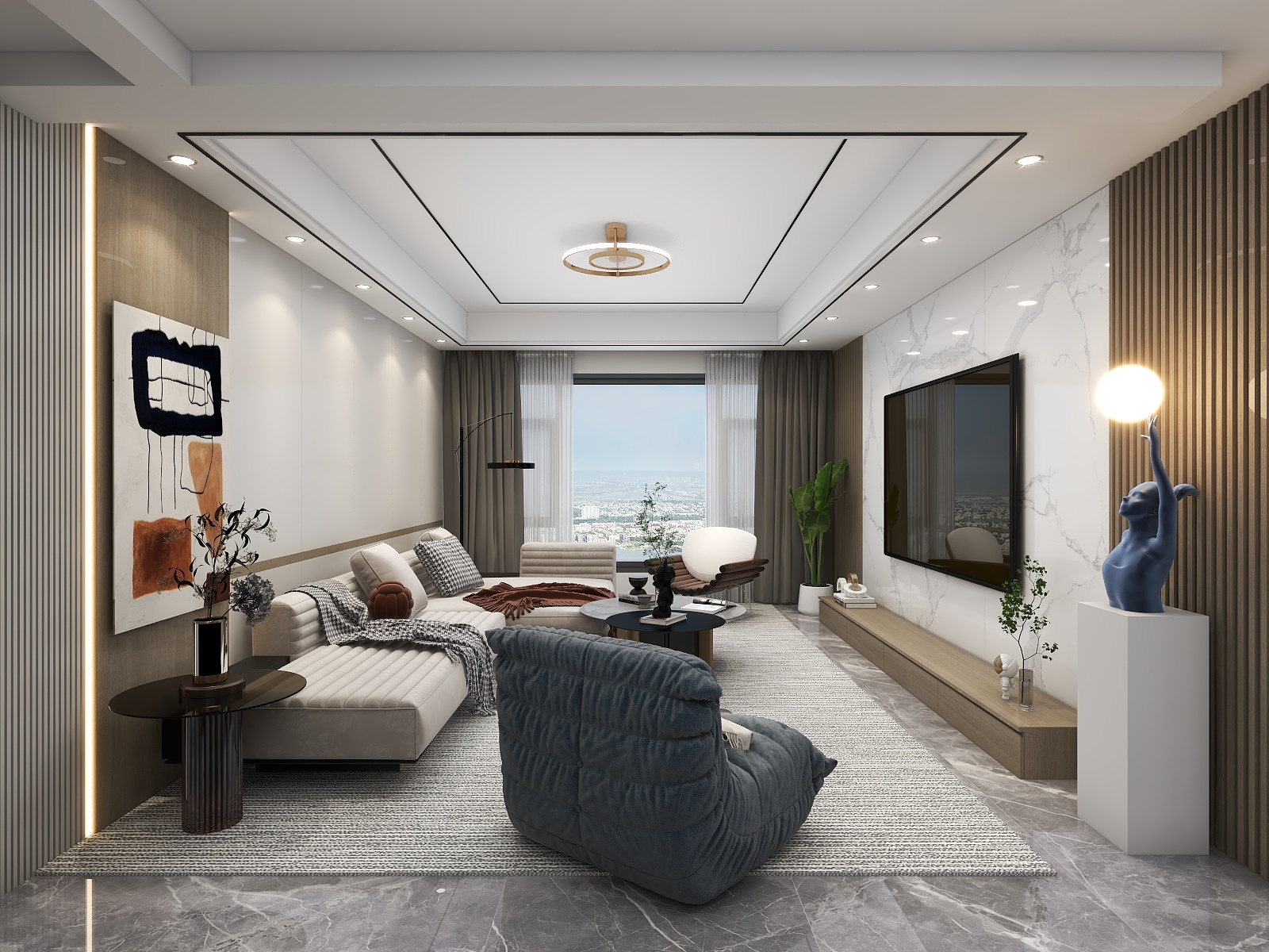 吴爽-无主灯现代简约风格设计装修效果图