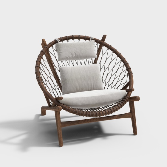 Scandinavian Outdoor Lounge Chair,Brown