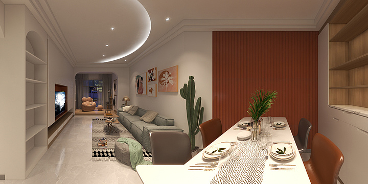 宝维空间设计-德信海德公园83.00㎡A2’3室2厅1卫1厨-装修设计方案