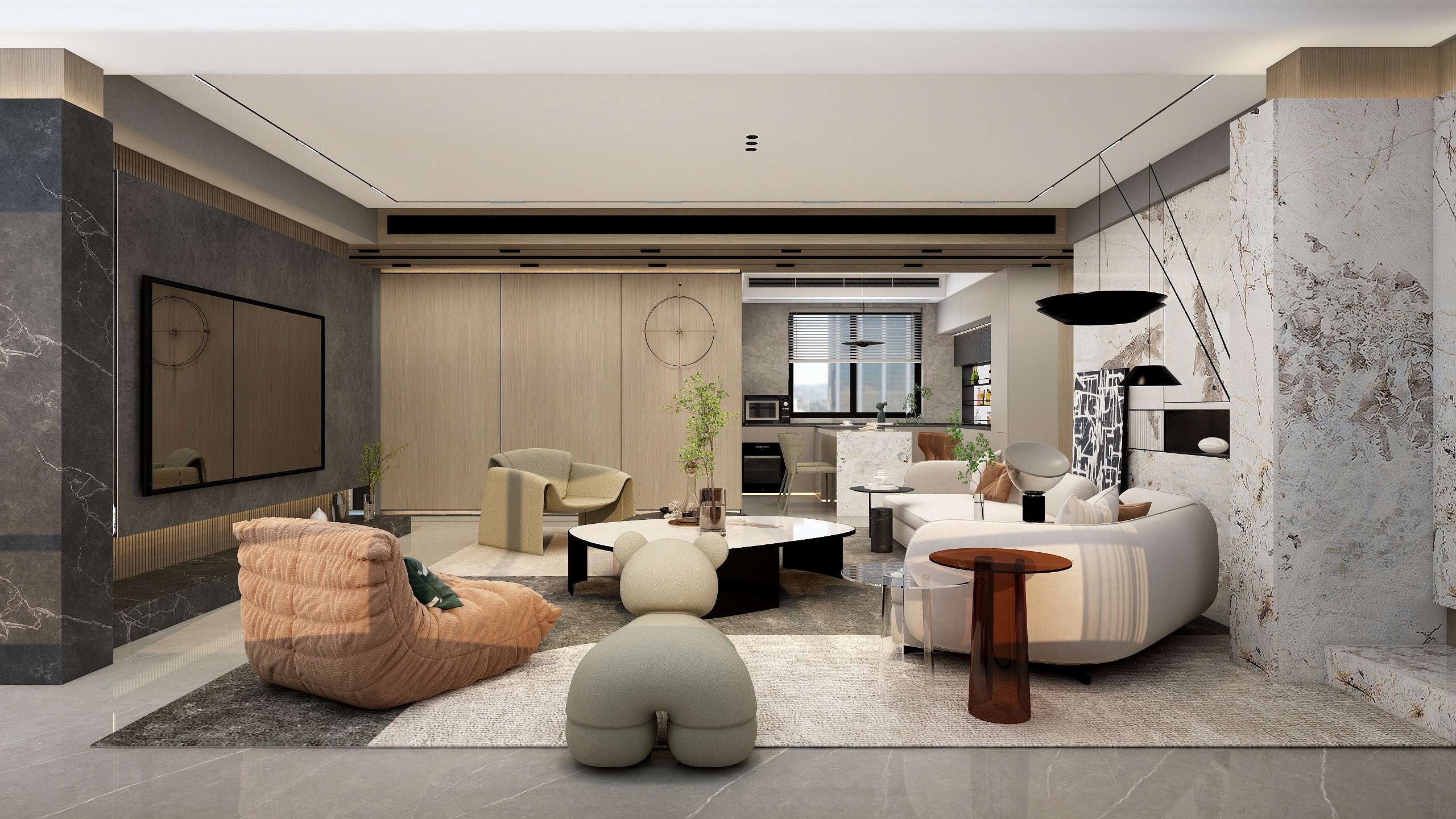 张煜强煜境设计-《暑假》一160平米后现代个性化时尚三房装修效果图