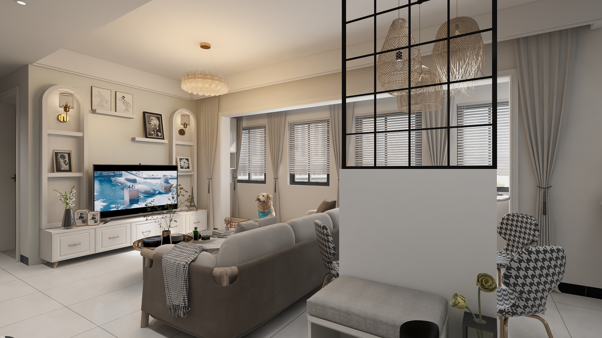 wx1208-瑞和园89.50㎡B户型3室2厅1卫装修效果图