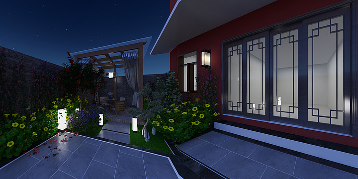 米格空间美学-杏花苑花园6夜景-装修设计方案