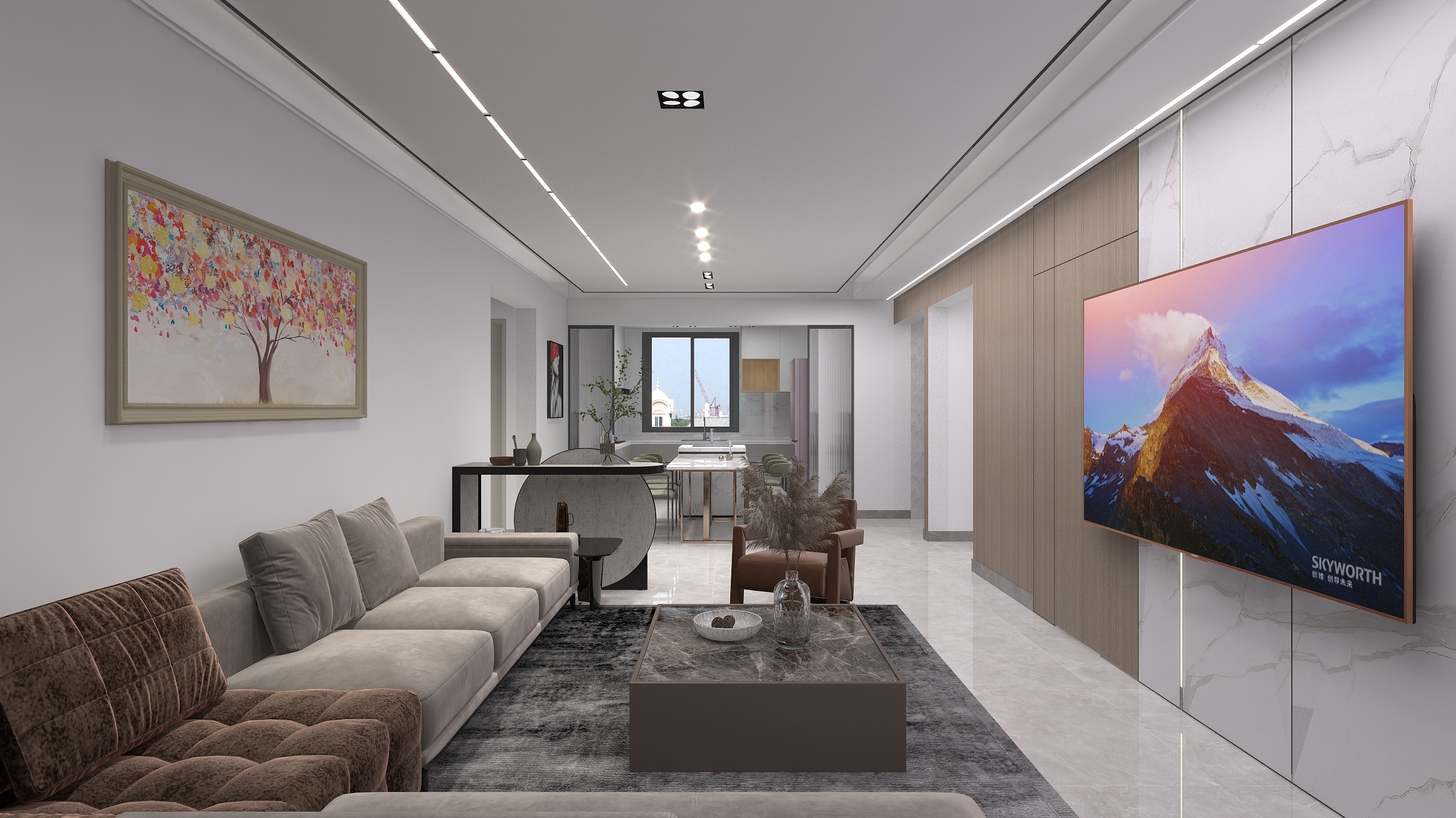 唐山设计师岳镇岭-唐山尚景园127平米--私人方案装修效果图