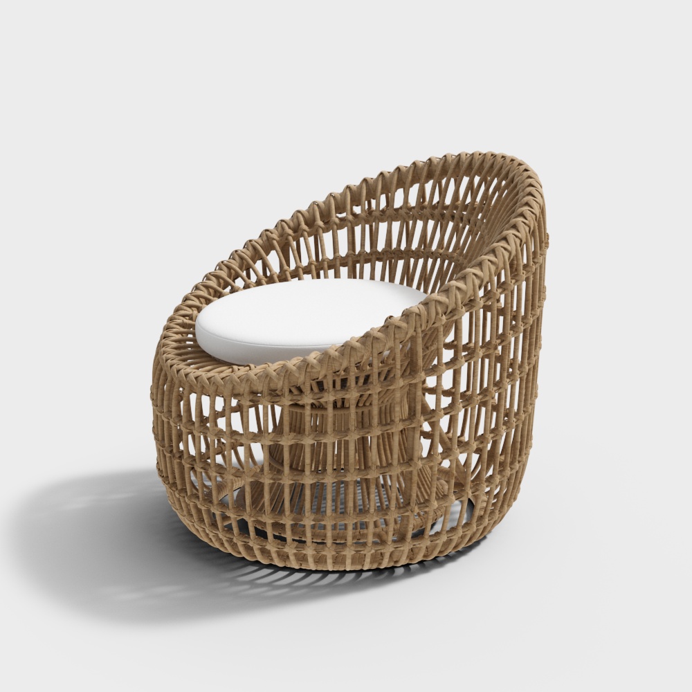Austen Rattan Outdoor Barrel Stuhl mit Kissen Holzfarbe Nestform