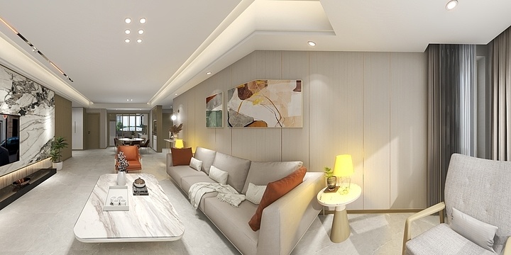 周长金-149平现代风客餐厅-装修设计方案