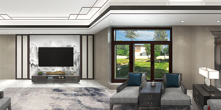 金辉煌建筑工程装饰有限公司-毛哥新中式别墅效果图-装修设计方案