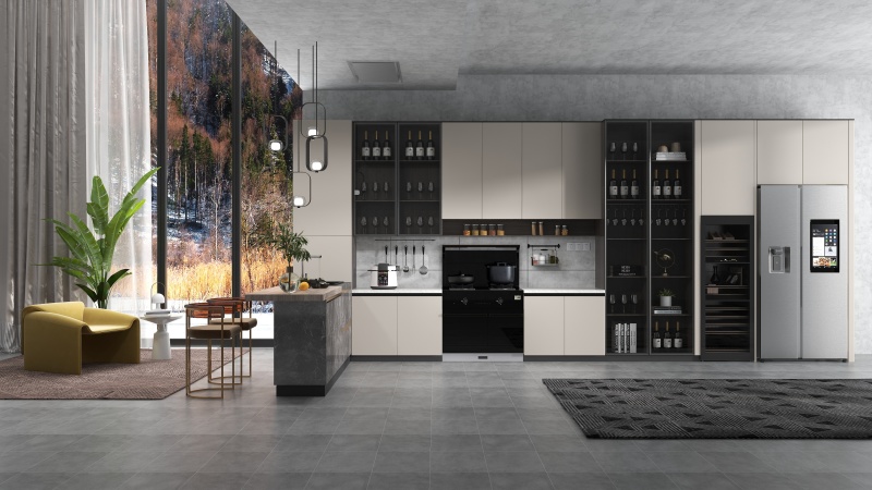 Modern Gray Kitchen with Open Layout