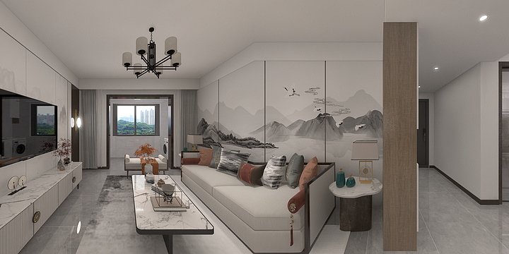 王仔QQ糖-健康佳苑三室新中式-装修设计方案