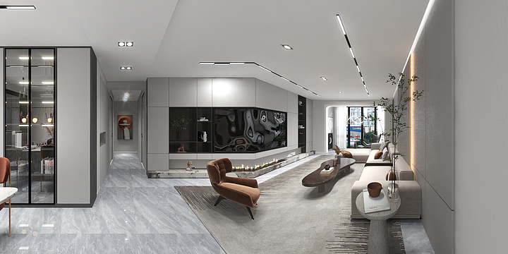 飞玥设计室-乳品厂现代无主灯轻奢风-装修设计方案